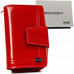 Portfel damski Rovicky CPR-122-BAR czerwony. Czerwone portfele damskie ROVICKY, bez wzorów, ze skóry. Za 90.00 zł.