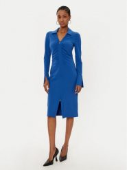 Patrizia Pepe Sukienka koktajlowa 8A1452/J129-CA37 Niebieski Slim Fit. Niebieskie sukienki damskie Patrizia Pepe, bez wzorów, z syntetyku, wizytowe, bez kołnierzyka, bez ramiączek. Za 969.99 zł.