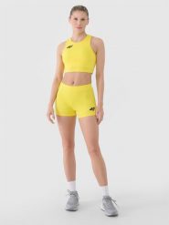 4F Legginsy krótkie treningowe damskie - żółte L. Żółte legginsy damskie 4f, l, bez wzorów, z dzianiny. Za 89.99 zł.