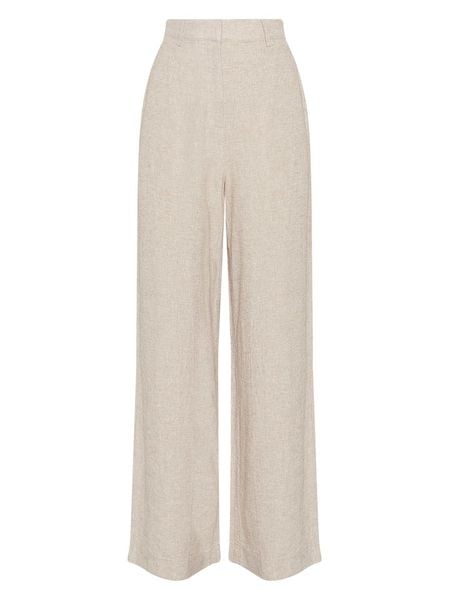 MOSS COPENHAGEN Spodnie w kolorze beżowym rozmiar: L. Brązowe spodnie materiałowe damskie MOSS COPENHAGEN, bez wzorów, z materiału, z podwyższonym stanem. Za 122.38 zł.