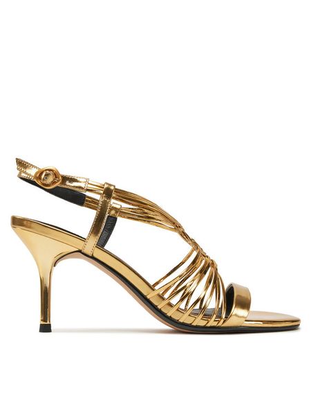 Gino Rossi Sandały SILL-SLT1527-10 Złoty. Żółte sandały damskie Gino Rossi, bez wzorów, z lakierowanej skóry, bez obcasa, na szpilce. Za 379.99 zł.