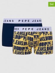 Pepe Jeans Bokserki (2 pary) w kolorze granatowo-żółtym rozmiar: S. Niebieskie bokserki męskie Pepe Jeans, bez wzorów, z jeansu. Za 54.95 zł.