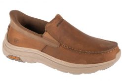 Buty sportowe Sneakersy męskie, Slip-Ins: Pollard - Osgood. Brązowe buty sportowe na co dzień męskie Skechers, z materiału, bez zapięcia, trekkingowe. Za 389.99 zł.