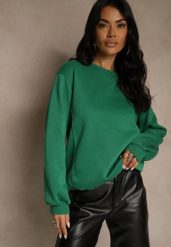 Zielona Bluza z Bawełną i Przeszyciami przy Dekolcie Fezanna. Zielone bluzy bez kaptura damskie Renee, l, bez wzorów, z bawełny, bez ramiączek, bez kaptura. Za 59.99 zł.
