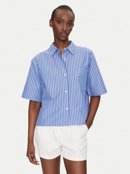 Tommy Hilfiger Koszula WW0WW44717 Niebieski Boxy Fit. Niebieskie koszule damskie Tommy Hilfiger, bez wzorów, z bawełny, bez kołnierzyka, bez ramiączek. Za 219.99 zł.