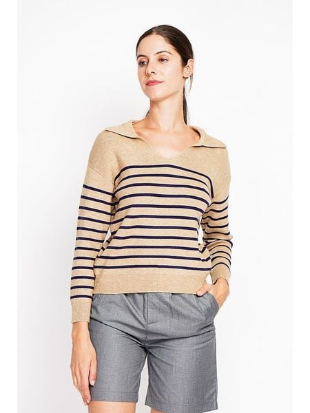 William de Faye Sweter w kolorze granatowo-karmelowym rozmiar: 40. Brązowe swetry klasyczne damskie William De Faye, bez kołnierzyka. Za 95.99 zł.