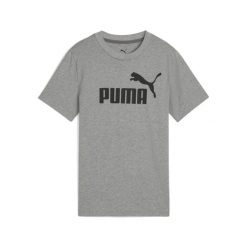Młodzieżowa koszulka ESS z logo No. 1 PUMA Medium Gray Heather. Szara bluzki damskie Puma, m, bez wzorów, z gumy, młodzieżowe, bez kołnierzyka, bez ramiączek. Za 79.00 zł.