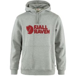 Bluza dresowa męsa Fjällräven Logo Hoodie. Szare bluzy z kapturem męskie Fjällräven, na jesień, m, z bawełny. Za 529.99 zł.