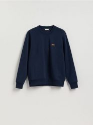 Bluza z haftem - granatowy. Niebieskie bluzy bez kaptura męskie Reserved, l, z bawełny. Za 129.99 zł.