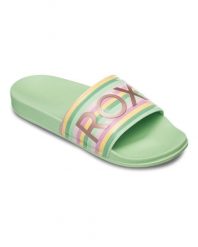 Klapki basenowe damskie Roxy SLIPPY II. Zielone klapki damskie Roxy, bez wzorów, z gumy, bez obcasa. Za 93.99 zł.