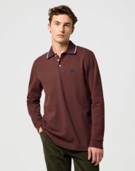 MESKA KOSZULKA POLO WRANGLER LS POLO SHIRT MAHOGANY 112371508. Koszulki polo męskie Wrangler, s, bez wzorów, bez ramiączek. Za 99.99 zł.
