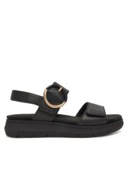 Remonte Sandały CEO-D2K50-00 Czarny. Czarne sandały damskie Remonte, bez wzorów, z materiału, bez obcasa, na płaskiej podeszwie. Za 369.99 zł.