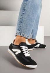 Czarne Sneakersy Klasyczne Tenisówki Zdobione Przeszyciami Bortewi. Czarne trampki i tenisówki damskie Renee, z aplikacjami, z jeansu. Za 74.99 zł.