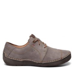 Półbuty Josef Seibel. Szare półbuty damskie Josef Seibel, bez wzorów, bez obcasa, na płaskiej podeszwie. Za 229.99 zł.