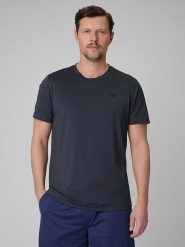 4F Koszulka sportowa w kolorze antracytowym rozmiar: M. Czarne bluzki sportowe damskie 4f, m, z materiału, bez kołnierzyka, bez ramiączek. Za 37.99 zł.