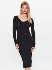 Guess Sukienka dzianinowa W3YK21 Z2U00 Czarny Slim Fit. Czarne sukienki damskie Guess, l, z aplikacjami, z dzianiny, bez kołnierzyka, bez ramiączek. Za 379.99 zł.