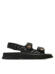 Nine West Sandały V1557-703-1 Czarny. Czarne sandały damskie Nine West, bez wzorów, z materiału, bez obcasa, na płaskiej podeszwie. Za 279.99 zł.