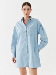 Levi's® Sukienka jeansowa Rhea A6743-0002 Błękitny Relaxed Fit. Niebieskie sukienki damskie s, bez wzorów, z bawełny, bez kołnierzyka, bez ramiączek, koszulowe. Za 289.99 zł.