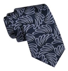 Elegancki Krawat Męski - Alties - Granatowy z Dużym Wzorem. Niebieskie krawaty i muchy męskie Alties, bez wzorów, z tkaniny, eleganckie. Za 49.00 zł.