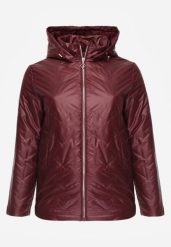 Czerwona Pikowana Kurtka Przejściowa o Prostym Kroju z Kapturem Vimoris. Czerwone kurtki damskie Born2be, l, bez wzorów, z jeansu, z kapturem. Za 149.99 zł.