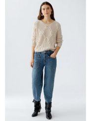 Oui Sweter w kolorze beżowym rozmiar: 44. Brązowe swetry klasyczne damskie Oui, z wełny, bez kołnierzyka. Za 208.83 zł.