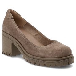 Beżowe Półbuty Armodo Eleganckie Obuwie Damskie. Brązowe półbuty damskie Armodo, bez wzorów, biznesowe, bez obcasa, na obcasie. Za 339.00 zł.
