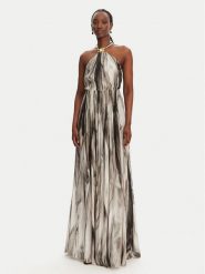 Elisabetta Franchi Sukienka letnia ABR4752E2 E84 Czarny Regular Fit. Czarne sukienki damskie Elisabetta Franchi, na lato, bez wzorów, z syntetyku, bez kołnierzyka, bez ramiączek. Za 3,399.00 zł.