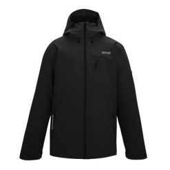 Męska wodoodporna kurtka z kapturem Oklarna. Czarne kurtki męskie Regatta, m, bez wzorów, z poliesteru, z kapturem. Za 429.99 zł.