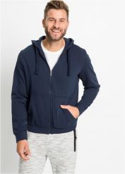 Bluza z kapturem zapinana na zamek. Niebieskie bluzy z kapturem męskie bonprix, l, z dresówki. Za 109.99 zł.