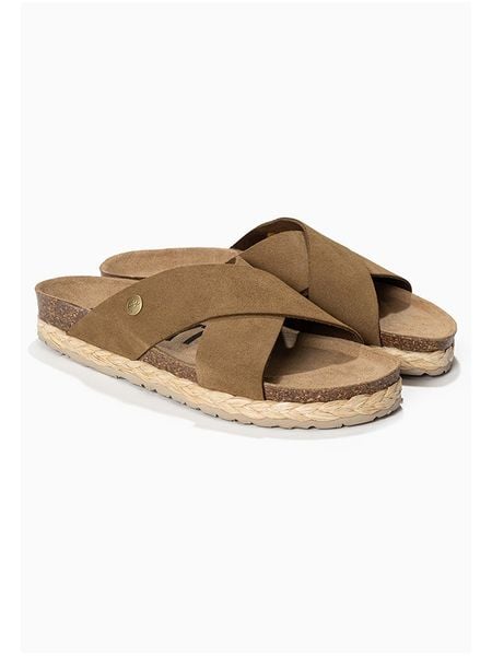 BAYTON Skórzane klapki "Burgos" w kolorze jasnobrązowym rozmiar: 41. Brązowe klapki damskie Bayton, bez wzorów, bez obcasa. Za 95.92 zł.