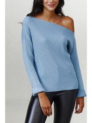 LA Angels Sweter w kolorze błękitnym rozmiar: M. Niebieskie swetry klasyczne damskie LA Angels, m, prążkowane, bez kołnierzyka. Za 113.99 zł.