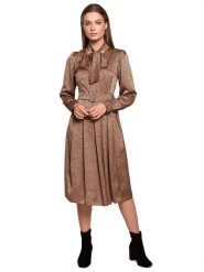 Stylove Sukienka w kolorze jasnobrązowym rozmiar: S. Brązowe sukienki damskie Stylove, s, bez wzorów, z tkaniny, bez kołnierzyka, bez ramiączek, midi. Za 205.93 zł.