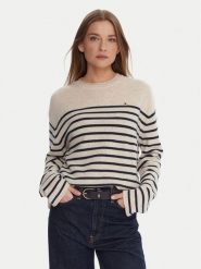 Tommy Hilfiger Sweter WW0WW46438 Écru Regular Fit. Swetry klasyczne damskie Tommy Hilfiger, xl, z wełny, bez kołnierzyka. Za 559.99 zł.