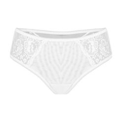 Figi "Mia" w kolorze białym. Białe figi damskie Kinga, xs, bez wzorów, z koronki. W wyprzedaży za 34.95 zł.