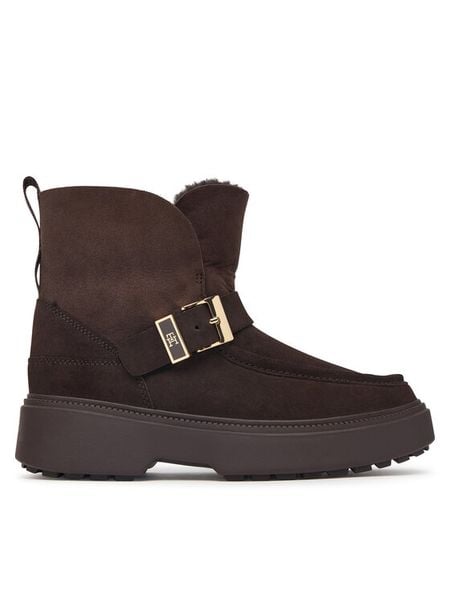 Tommy Hilfiger Śniegowce Th Buckle Shearling Snow Boot FW0FW09687 Brązowy ciemny. Brązowe śniegowce damskie Tommy Hilfiger. Za 849.99 zł.