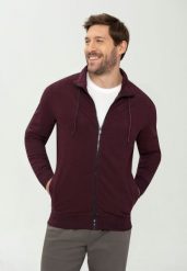 Bawełniana bluza męska z wysokim kołnierzem B-TAWIN. Czerwone bluzy bez kaptura męskie Volcano, m, z bawełny. Za 179.99 zł.