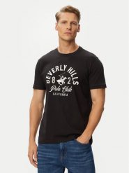 Beverly Hills Polo Club T-Shirt P-SS26M-TS1290 Czarny Regular Fit. Czarne koszulki polo męskie Beverly Hills Polo Club, m, bez wzorów, z bawełny, bez ramiączek. Za 149.99 zł.