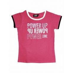 Dziewczęcy T-shirt z krótkim rękawem Power Up i kontrastowymi krawędziami. Czerwone koszulki dziewczęce LEONE 1947 APPAREL, bez wzorów, bez ramiączek. W wyprzedaży za 51.60 zł.