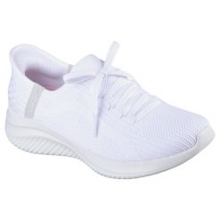 Buty do chodzenia damskie Skechers Slip-ins: Ultra Flex 3.0 Brilliant. Białe trampki i tenisówki damskie Skechers, bez wzorów, z materiału. Za 478.00 zł.