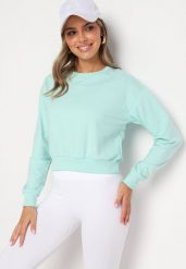 Miętowa Bluza z Dodatkiem Bawełny Wykończona Ściągaczami Evilaya. Zielone bluzy bez kaptura damskie Born2be, l, z bawełny. Za 29.99 zł.