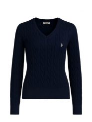U.S. Polo Assn. Sweter w kolorze granatowym rozmiar: XL. Niebieskie swetry klasyczne damskie U.S. Polo Assn., s, z bawełny, bez kołnierzyka. Za 174.43 zł.
