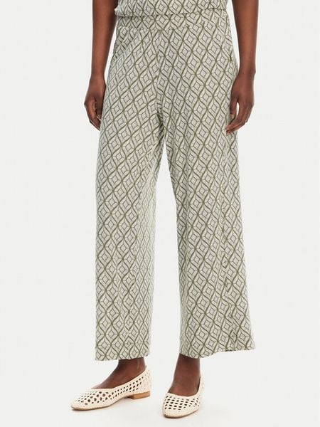 Olsen Spodnie materiałowe 14002433 Zielony Relaxed Fit. Zielone spodnie materiałowe damskie Olsen, bez wzorów, z materiału. Za 229.99 zł.