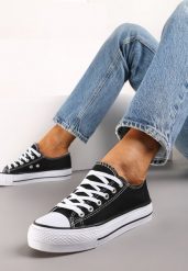 Czarno-Białe Klasyczne Trampki Przed Kostkę Xarosa. Czarne trampki i tenisówki damskie Renee, bez wzorów, z jeansu, przed kostkę. Za 44.99 zł.
