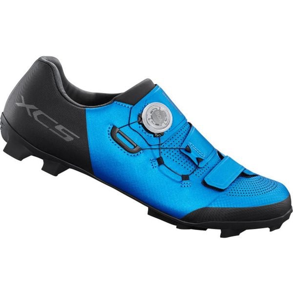 MTB - Buty kolarskie SH-XC502, niebieski. Niebieskie buty trekkingowe męskie SHIMANO, z nylonu, bez zapięcia, rowerowe. Za 688.40 zł.