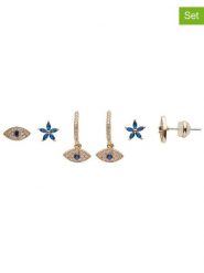 U.S. Polo Assn. Pozłacane kolczyki (3 pary) z kryształami rozmiar: onesize. Niebieskie kolczyki damskie U.S. Polo Assn., z kryształem, metalowe. Za 136.13 zł.