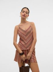 Vero Moda Top w kolorze beżowym ze wzorem rozmiar: L. Brązowe topy damskie Vero Moda, l, bez wzorów, bez kołnierzyka. Za 52.79 zł.