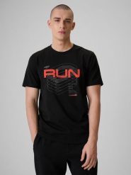 4F T-shirt regular z nadrukiem męski - czarny M. Czarne t-shirty męskie 4f, m, bez wzorów, z bawełny, bez kołnierzyka. Za 79.99 zł.