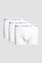 TOMMY HILFIGER Zestaw białych męskich bokserek 3PACK. Białe bokserki męskie Tommy Hilfiger, bez wzorów, z bawełny. W wyprzedaży za 129.99 zł.