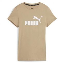 Koszulka sportowa damska Puma Ess Logo Tee. Brązowe bluzki sportowe damskie Puma, xs, bez wzorów, bez ramiączek. Za 157.00 zł.