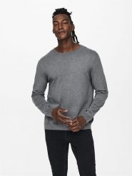 ONLY & SONS Sweter w kolorze szarym rozmiar: XL. Szare swetry męskie Only & Sons, xl, bez wzorów, ze splotem, bez kołnierzyka. Za 61.46 zł.
